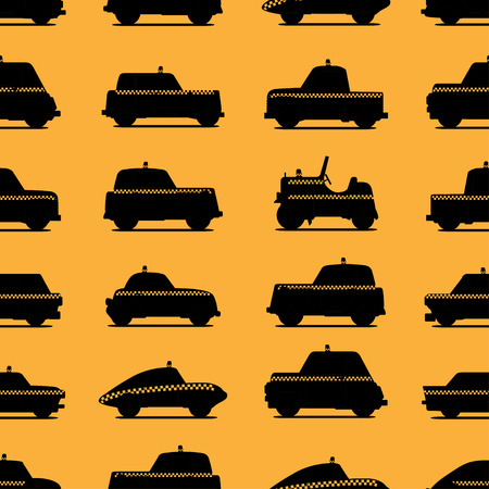 Seamless taxi car pattern. Vector illustration. Isolatedのイラスト素材