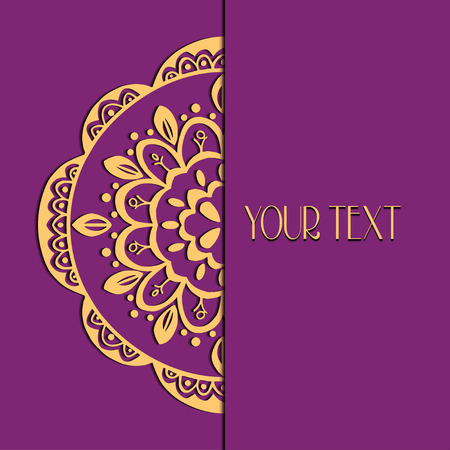 Abstract vector circle floral ornament. Lace pattern design. Vintage ornament on blue background. Vector Illustrationのイラスト素材