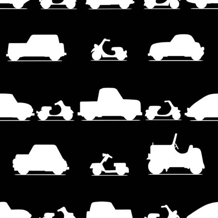 Car icon seamless pattern on black background. Vector illustration.のイラスト素材