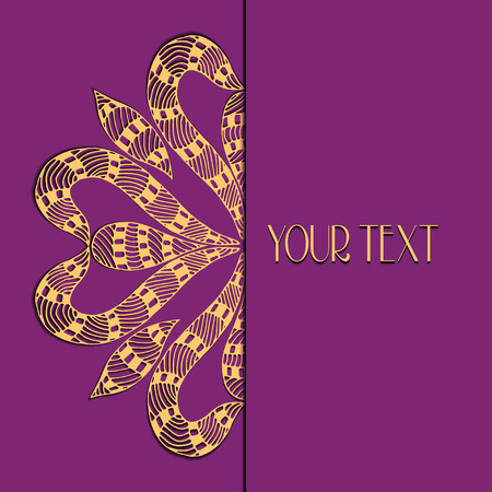 Abstract vector circle floral ornament. Lace pattern design. Vintage ornament on blue background. Vector Illustrationのイラスト素材