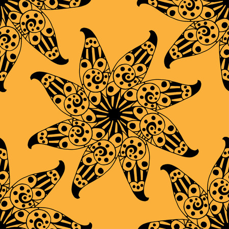 Vector seamless yellow pattern. Isolated on yellowのイラスト素材