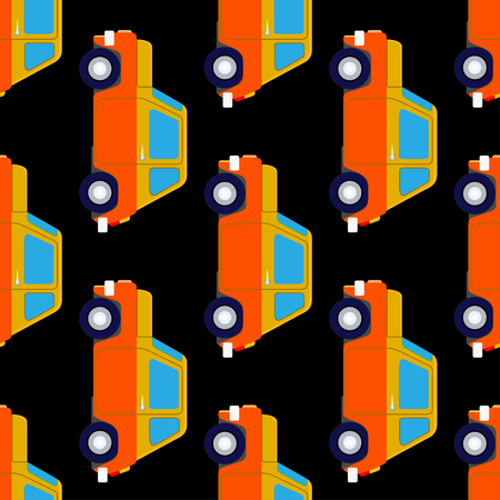 Seamles cute car pattern. Wallpaper background. vector illustrationのイラスト素材