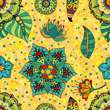 Seamless Floral Pattern. Vector illustration. Hand Drawn Textureのイラスト素材