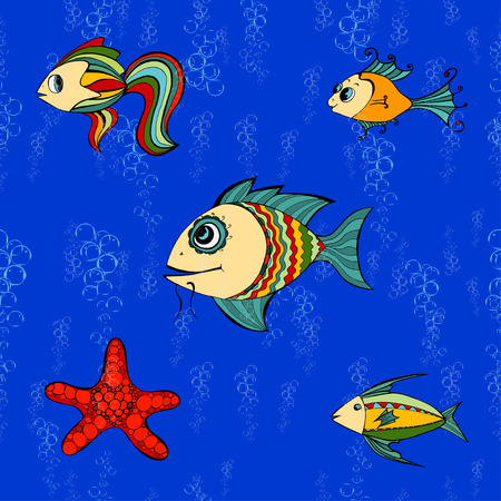 Seamless fish background. Vector illustrationのイラスト素材