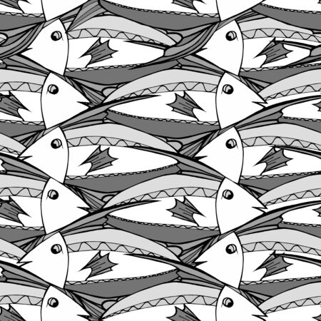 Seamless fish background. Vector illustrationのイラスト素材