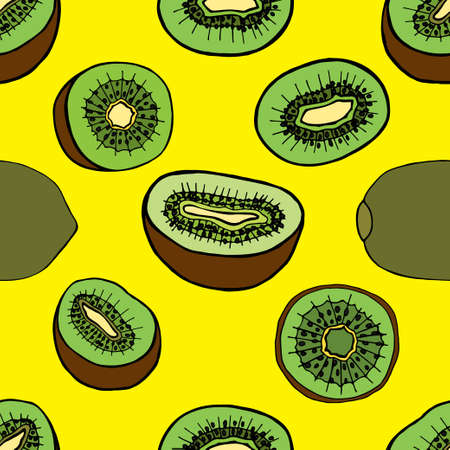 set of colorful fruit kiwi doodle. のイラスト素材