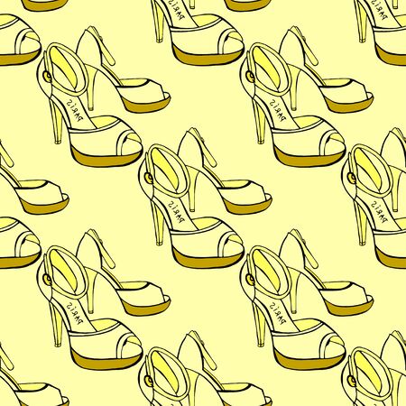 Seamless background of Women's shoes. Sketch. Vector illustrationのイラスト素材