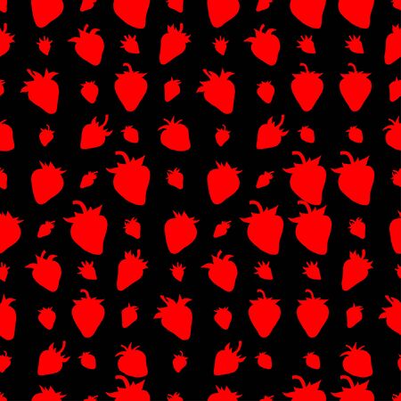 Seamless pattern Background of Red strawberries background. Hand drawn sketch. vectorのイラスト素材