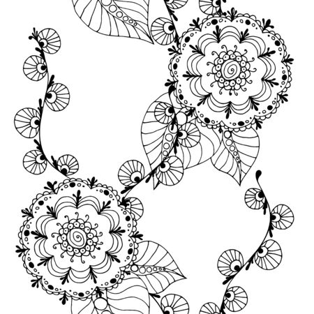 Seamless grayscale Sketchy Doodle Heart Swirls Vector Illustration backgroundのイラスト素材