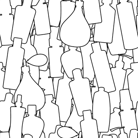 Seamless vector pattern with doodles-style bottles illustratoin.のイラスト素材