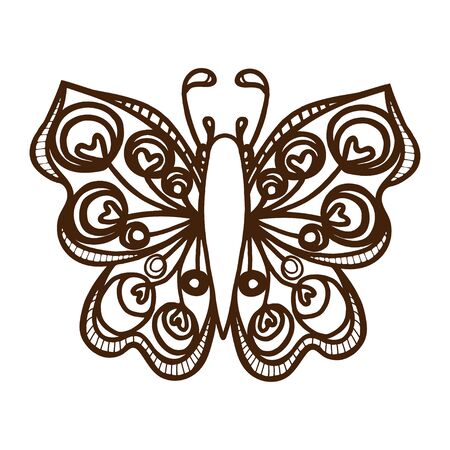 Butterfly drawn hands. Vector illustration, isolated.のイラスト素材