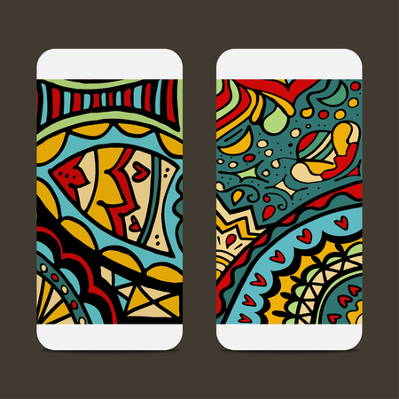 Mobile phone cover back for your design with abstract Pattern. Vector illustrationのイラスト素材