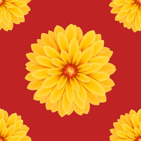 floral yellow Dalia flowers seamless pattern. vector illustrationのイラスト素材