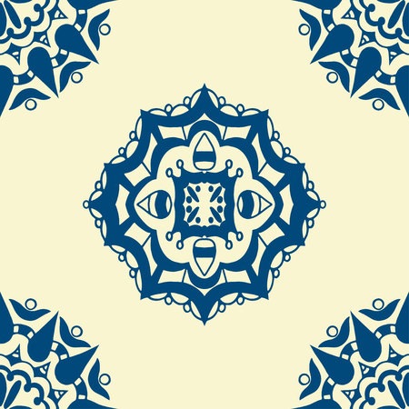 Beautiful vintage seamless blue pattern. Vector illustrationのイラスト素材