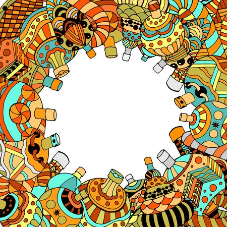 vector doodles hand drawn New Year and Christmas backgroundのイラスト素材