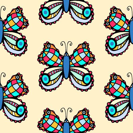 Summer seamless vector pattern with butterflies. For fabric,wallpaper, web, wrapping.のイラスト素材