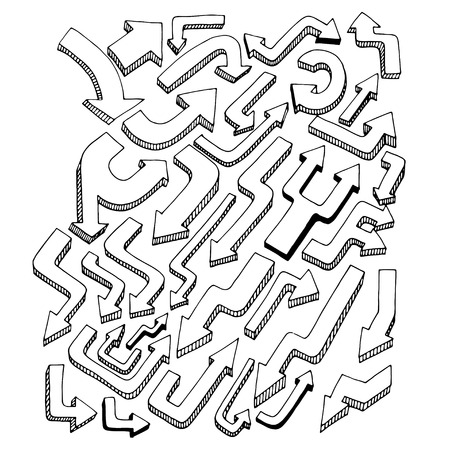 Hand drawing vector arrow collection isolated on white backgroundのイラスト素材