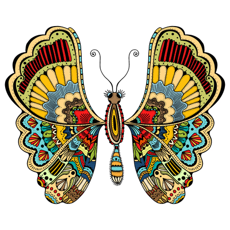 beautiful butterfly. Vector illustration of cute ornate butterflyのイラスト素材