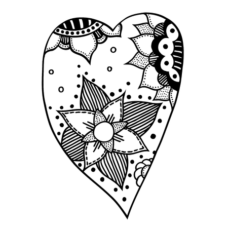 Hand drawn hearts  style. Pattern for coloring book. Made by trace from sketch. Valentine's day background.のイラスト素材