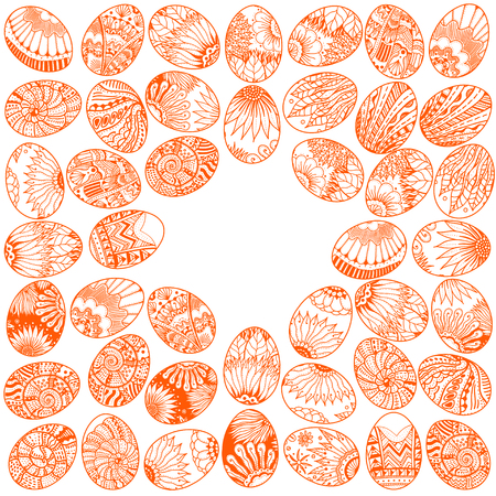 Easter eggs background pattern for coloring book. Vector illustrationのイラスト素材