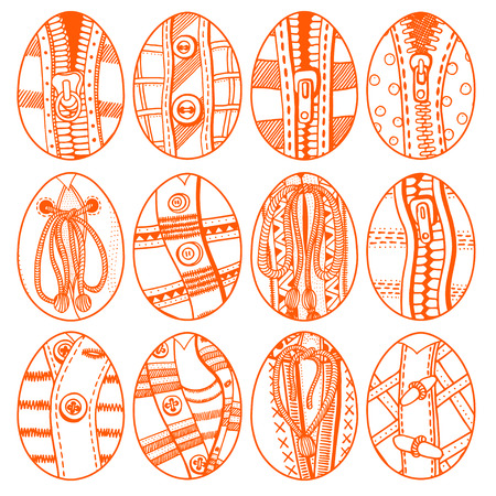 Set of Hand drawn easter eggs. Vector, doodle design elements.のイラスト素材