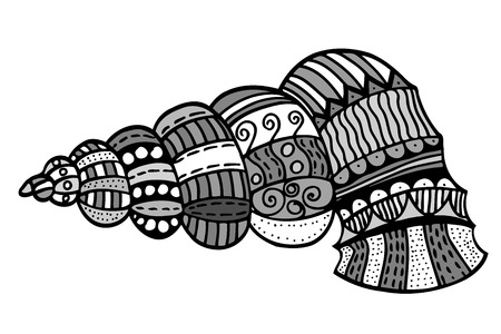 Seashell. Vector illustration. Hand drawn artwork. Beach concept for restaurant menu card, ticket, branding, label.のイラスト素材
