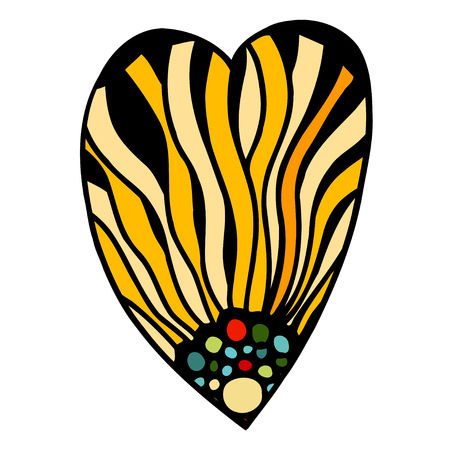 Heart shaped flowers zentangle pattern for coloring book. Coloredのイラスト素材