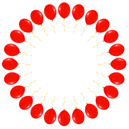 Vector Round with Red balloons on white background, illustration.のイラスト素材