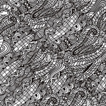 Gray seamless abstract of hand-drawn pattern, waves backgroundのイラスト素材