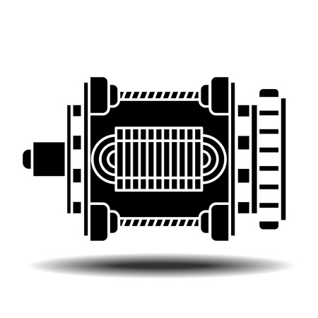 Electric motor icon with shadow. Flat vector icon on white backgroundのイラスト素材