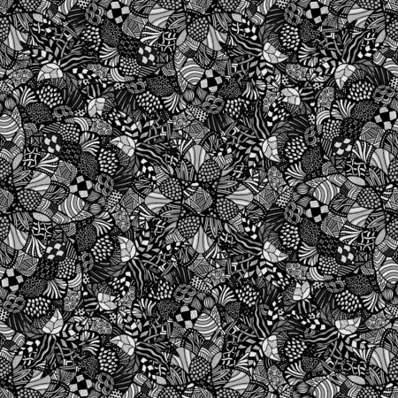 Gray seamless abstract of hand-drawn pattern, waves background