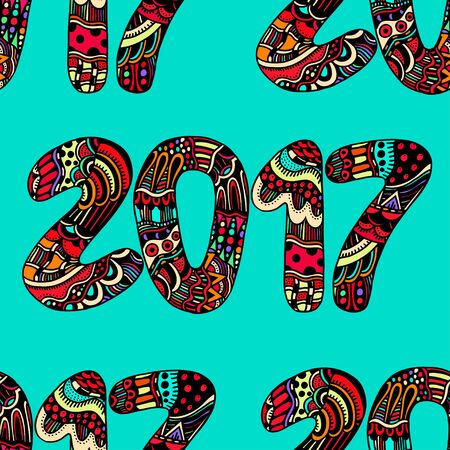 hand drawn numbers, Happy New Year background
