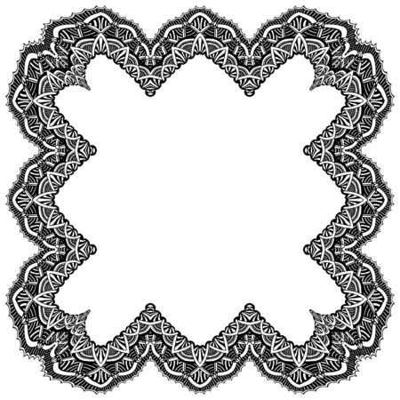 Set of Monochrone geometric frame abstract design. Hand drawn decorative vector design elementのイラスト素材