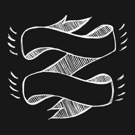 Vector Chalkboard Style Banner, Ribbonのイラスト素材