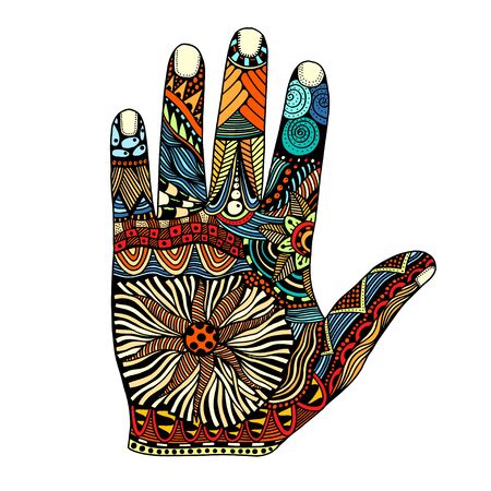 Colored Floral palm, hand drawn zentangle style for our design. Vector illustration, Isolated on whiteのイラスト素材