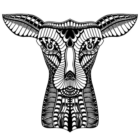 Deer head tattoo mehendi. Vector illustration imageのイラスト素材