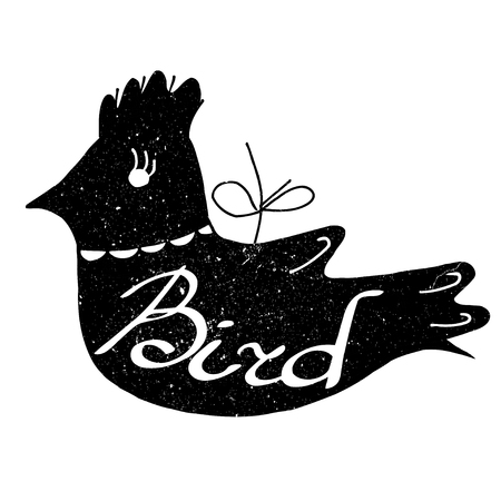 Vector hand-drawn lettering typographic design. Bird design.のイラスト素材