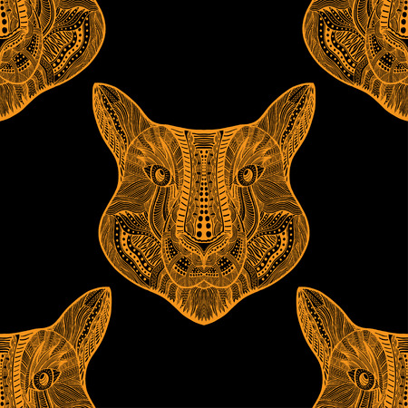 Black and yellow Seamless Tiger pattern. Vector illustration imageのイラスト素材