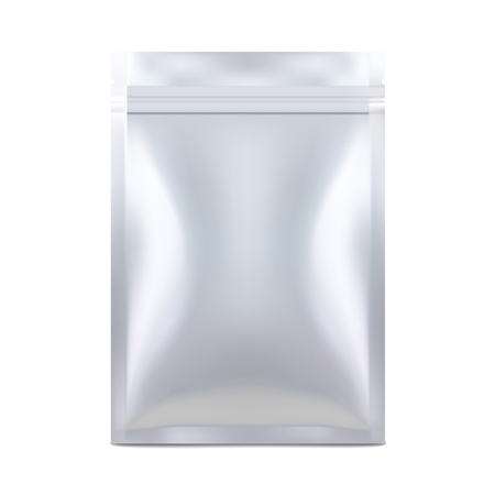 White Mock Up Blank Foil Food Or Drink Doypack Bag Packaging. Plastic Pack Template Ready For Your Design. Vectorのイラスト素材