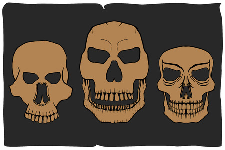 Set of Hand Drawn Skulls In Monochrome. Vintage Vector Illustrationsのイラスト素材