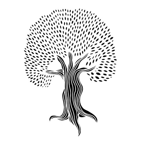Tree Hand drawn. Vector illustration on white backgroundのイラスト素材