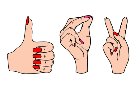 Female hands symbolizing: click well and win. Vector illustration isolated on white background.のイラスト素材
