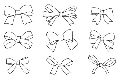 Set of bows, hand drawn vector illustrationのイラスト素材