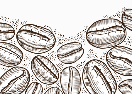 Vector illustration frame with coffee products. Handmade organic food. Vintage elements for design.のイラスト素材