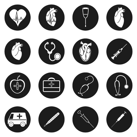Set of medical icons. Black and white. Vector illustration.のイラスト素材