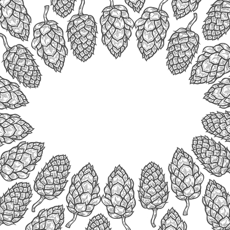 Monochrome background of Hop hand drawn in artistic engraved style. vector illustrationのイラスト素材