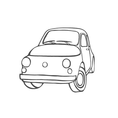Vintage cars, vector sketch hand drawn illustrationのイラスト素材