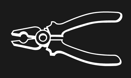 Pliers. Hand drawn in a graphic style. Vintage vector sketch illustration for info graphic, poster, web. Isolated on black backgroundのイラスト素材