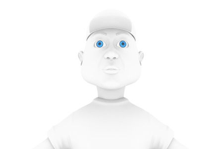 Funny Man in the baseball cap, 3d rendering cartoon illustration