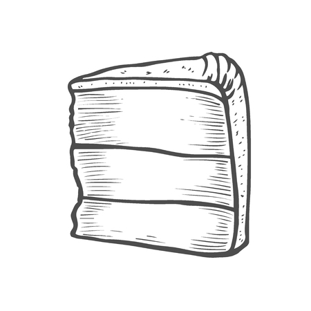 Cake Dessert and sweet isolated on white background. Hand drawing illustration vector.のイラスト素材